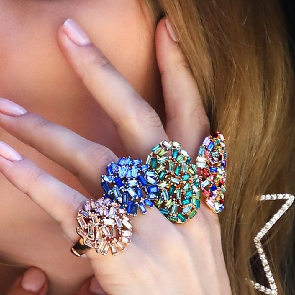 Shimmering Blue Baguette Oval Ring - Picture 5 of 5